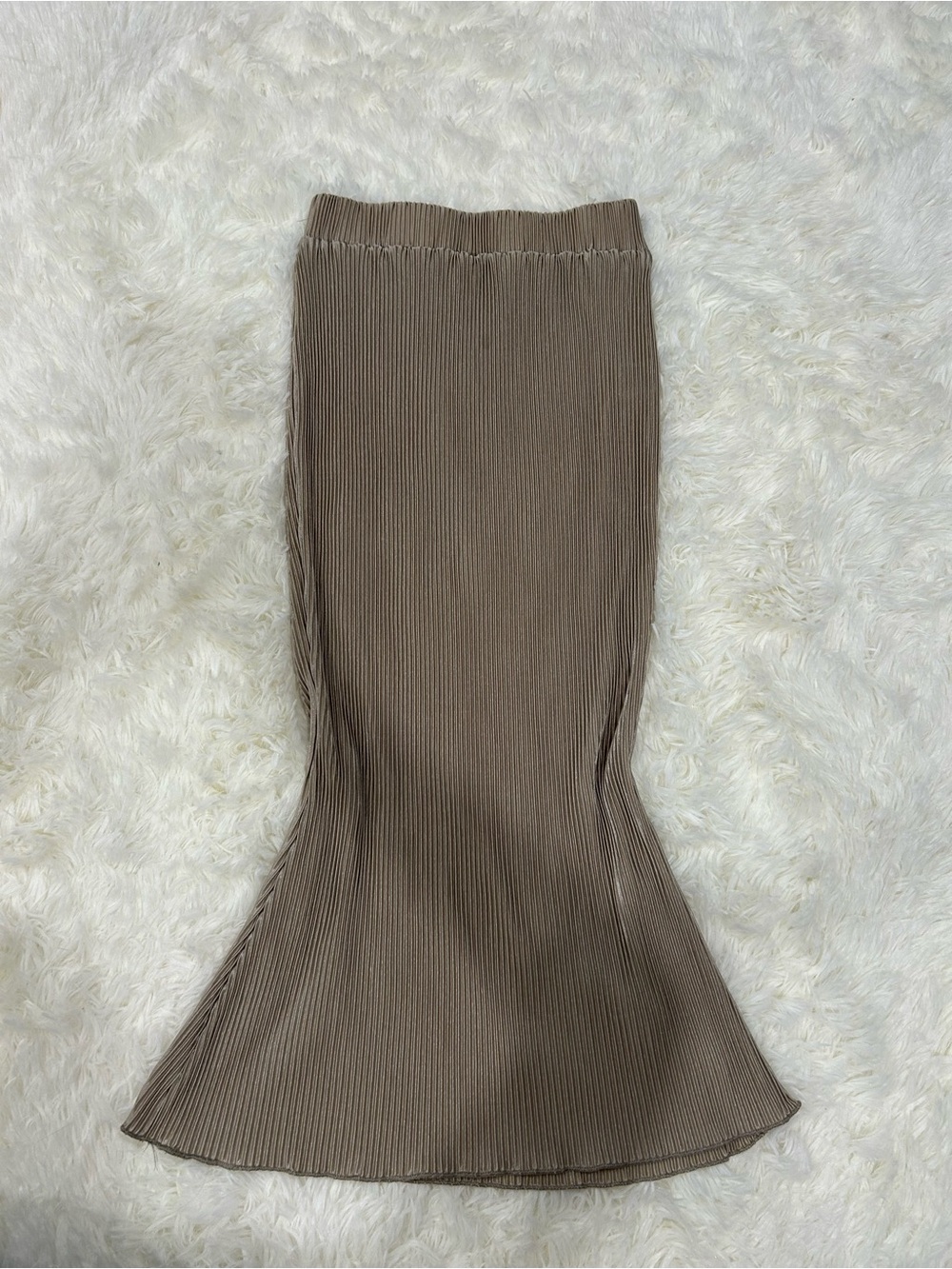 Ribbed Mermaid Midi Skirt - Taupe